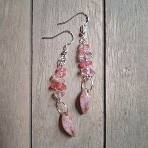 Tourmaline Crystal Sterling Silver Dangle Earrings Boho Chic Coquette Hippie